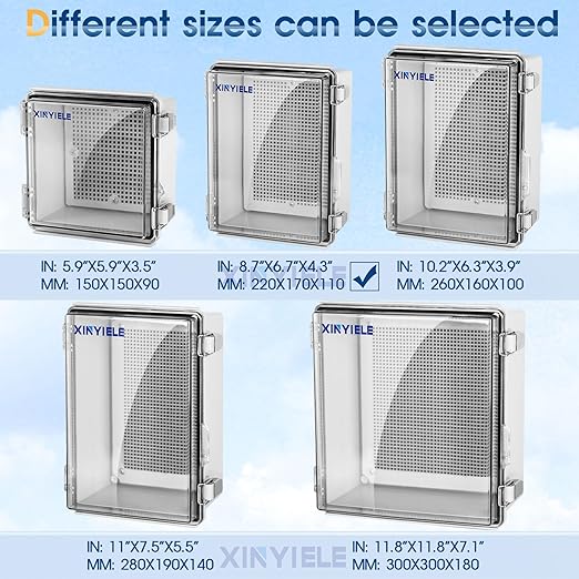 Waterproof Outdoor Project ABS Plastic Junction Box IP67 Weatherproof Dustproof Enclosure with Hinged Cover, Mounting Plate,Wall Brackets for Power Project (Clear, 5.9"x5.9"x3.5")