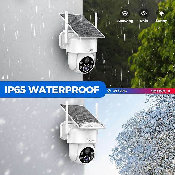 2K 360° View Security Cameras Wireless Outdoor, Solar Cameras for Home Security, Color/IR Illumination Night Vision, AI Detection, 2-Way Audio, Siren Alarm, SD/Cloud Storage, 2.4g WiFi
