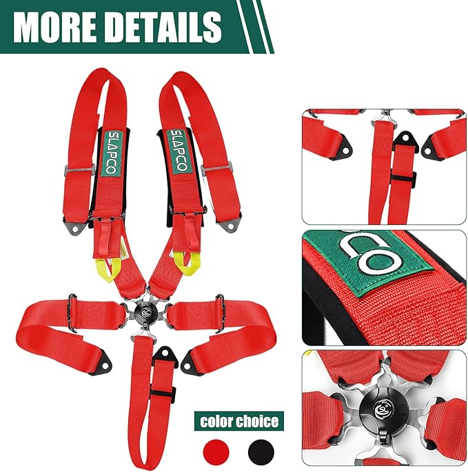 BESTZHEYU 5-Point Racing Harness Set SFI with Ultra Comfort Heavy Duty Shoulder Pads