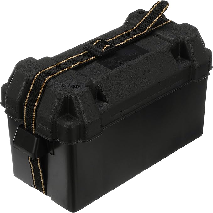 Attwood 9084-1 Large Vented Battery Box with Mounting Strap, Fits Group 29 and 31 Series Batteries, Black