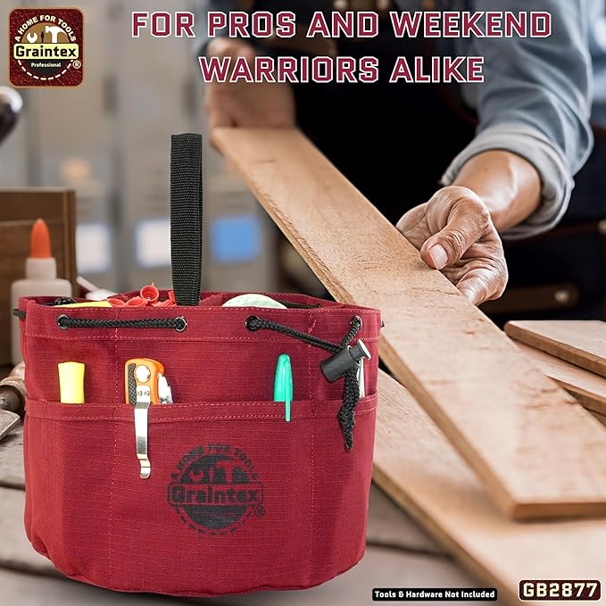 Graintex 18 Pockets Grab Bag Rip-stop Canvas Drawstring Closure, Small Part Organizer Pouch, Small Tools, Screws, Parts, Parachute Tool Bag for Efficient Storage - Burgundy