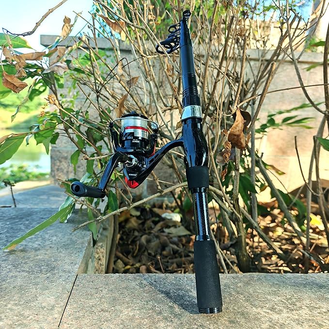 Telescopic Fishing Pole Combo, 2PCS 6.89ft Carbon Fiber Fishing Rods Spinning Reels Set，Full Kit with Fishing Pliers Lures and Carrier Bag for Travel Saltwater Freshwater