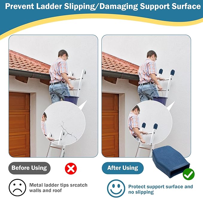 2 Pack AC19-2 Extension Ladder Covers Fit for Werner Extension Ladders, Ladder Pads Fit All Werner Ladders Except 500, D500, D7136-2, D7140-2 & MT, Ladder Stabilizer Bumpers Rubber End Caps Mitts