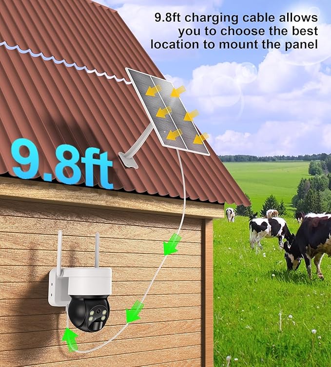 8W Solar Panel for Bird Feeder Camera - USB C Solar Panels Charger Compatible with Rechargeable Security Camera Wireless Outdoor,Ring Solar Panel with IP65 USB DC Port,9.8ft Cable 360° Swivel Bracket