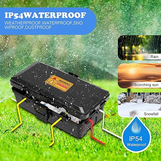 Medium Outdoor Electrical Box (10.3 x 5.9 x 3.7 in),IP54 Waterproof Extension Cord Connection Box with 6 Cable Entry Ports,Large Weatherproof Outlet Cover for Power Strip,Holiday Lights,Plug&Timer