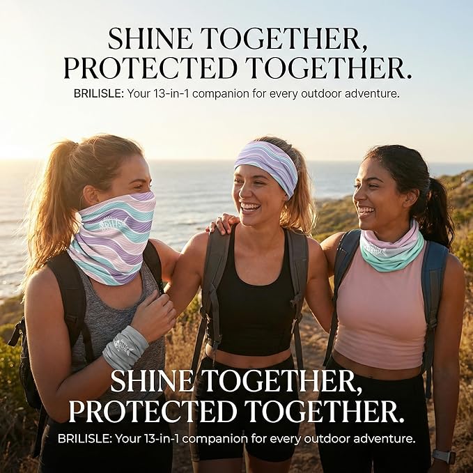 UPF 50 Sun Protection Neck Gaiter - 13-in-1 Multifunctional Face Cover for Hiking, Fishing, Cycling