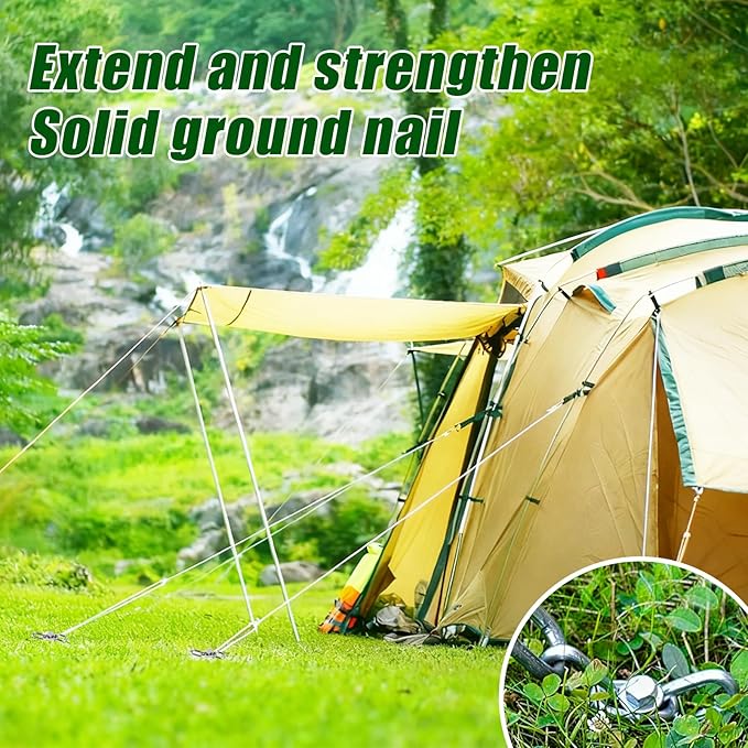 10 Pack Screw in Tent Stakes Heavy Duty,8 ’’ Ground Anchors Screw in,Metal Stakes with Hex Head Driver and Sturdy Storage Bag. (10)