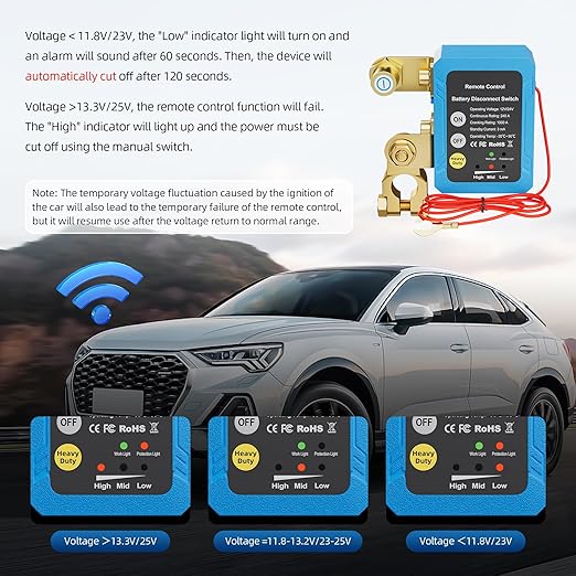 Remote Battery Disconnect Switch 12V/24V 240A Kill Switch Automatic Power Shut Off Switch Remote Control Switch for Auto Car Truck Boat