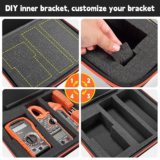 Case Compatible with Klein Multimeter MM325 MM300(69149P) Multi Meter Testers, Storage Carrying Organizer for Electrical Test Kit Voltage/Outlet Tester, Wire Stripper, Leads & Batteries (Box Only) (L)