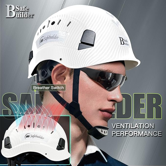 Construction Safety Helmet ABS Hard Hat Adjustable Ventilation System Hardhats Industrial Work Head Protection for Men Certified ANSI/ISEA Z89.1