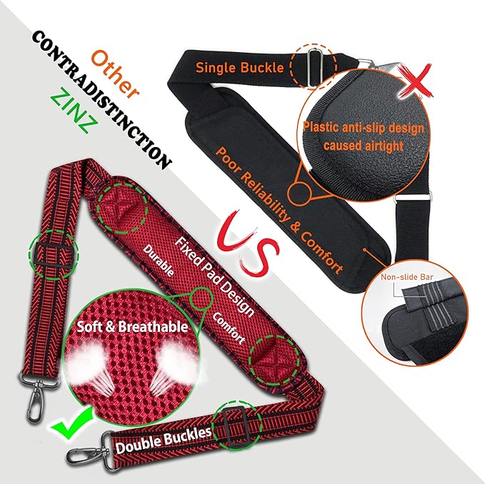 ZINZ Bag Shoulder Strap, Padded Adjustable Shoulder Strap Replacement