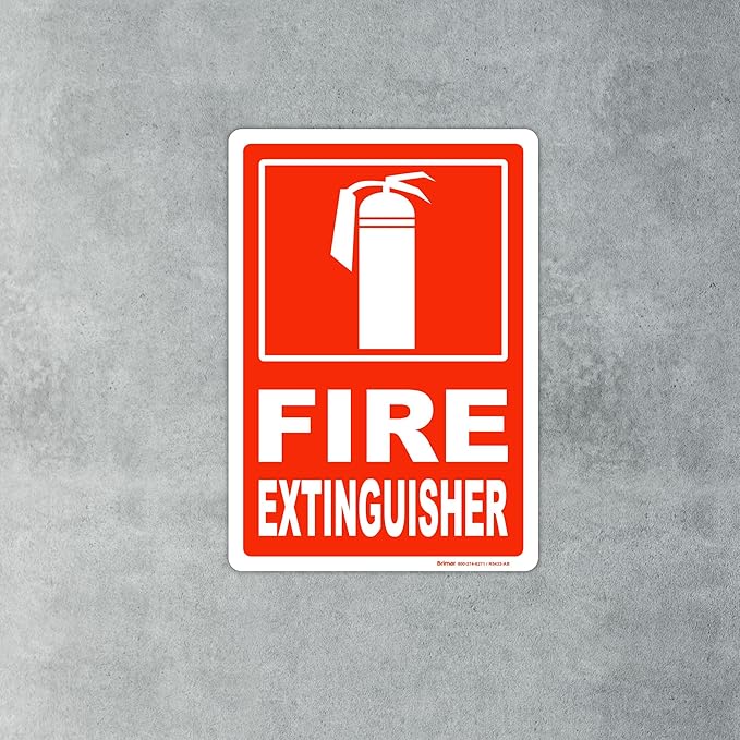Brimar - 7" x 10" - Fire Extinguisher Sign - .125″ Acrylic - Clear Indication - Easy Installation