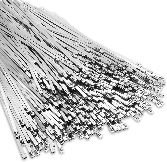 LEIFIDE 500 Pcs Metal Zip Ties 304 Stainless Steel Zip Ties Heavy Duty Self Locking 220 Pound Tensile Strength Cable Suitable for Exhaust Wrapping Fence Outdoor Workshop Canopy(9.8 Inch)