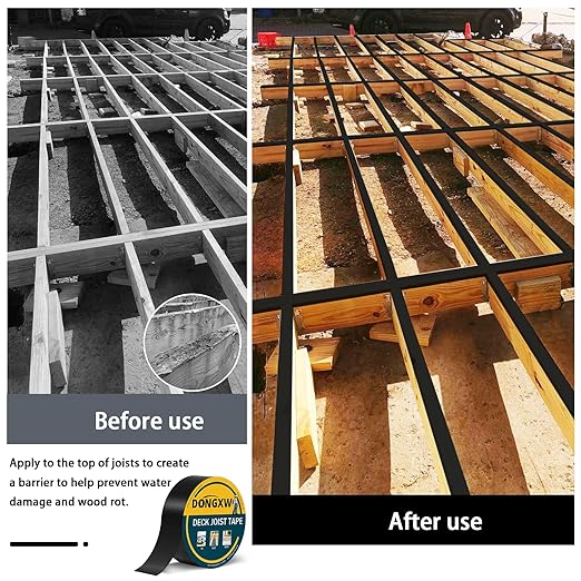 Joist Tape for Decking, 2" X 50' Waterproof Butyl Deck Tape Self-Adhesive Deck Flashing Tape for Wood Joists and Beams,6 Pack
