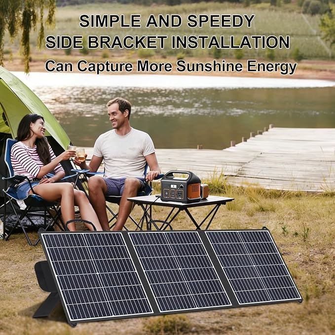 100W Portable Solar Panel, 20V Foldable Charger with USB-A QC3.0 and Type-C PD45W. Lightweight Design for Outdoor Camping, RV Trips and Hiking, powering Mobile Phones and Energy Storage Devices