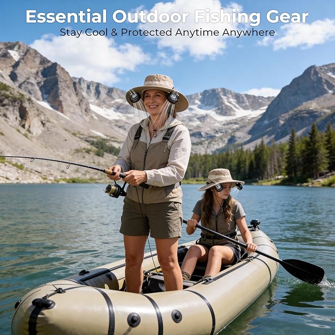AMACOOL Bucket Hat Fan Pro, Gifts for Father Dad Husband, Fishing Essentials for Men Women, Camping Hiking Beach Gardening
