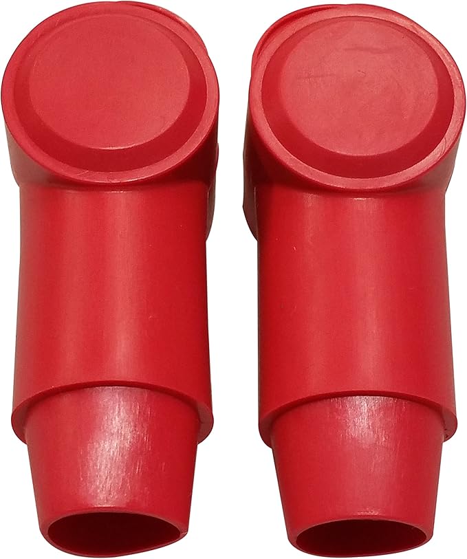 (Red) 3/8" Stud Terminal Cover - Electrical Battery Connection Insulator (2 Pack)