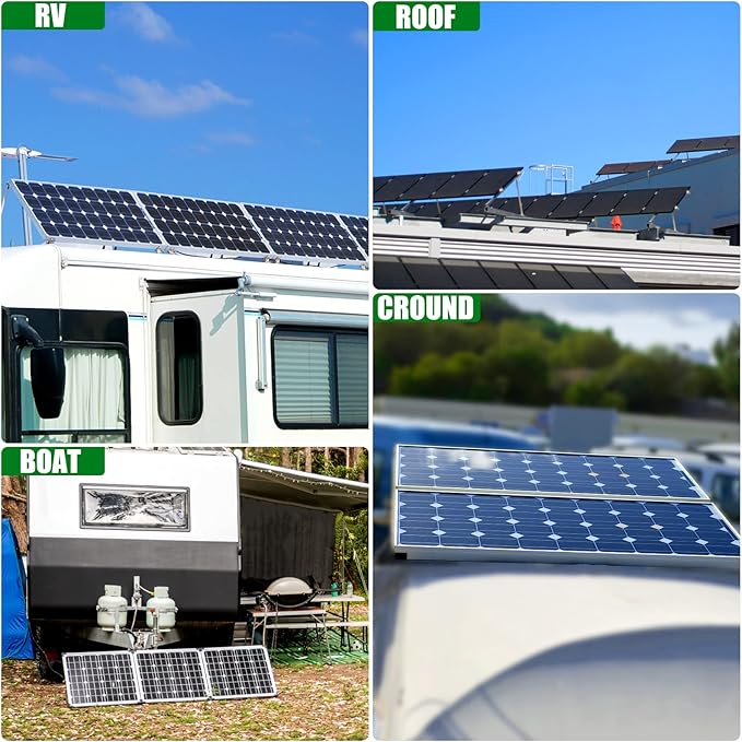 Adjustable Solar Panel Mounting Brackets - 2 Sets 45 inch Durable Tilt Solar Panel Stand/Mount with Foldable Tilt Legs for 200W-600W RV, Boat, Rooftop & Off-Grid Systems
