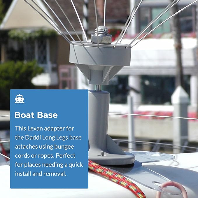Bird Barrier Boat Base for Daddi Long Legs Bird Deterrents Flexible and Easy to Remove Mount for Boats and Marinas Attaches Easily to Any Surface by Bungee Cord/Rope - Daddi Long Legs Sold Separately
