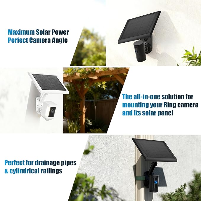 2-in-1 Wall and Pole Mount for Ring Cameras | Compatible with Ring Spotlight Cam Pro/Plus, Stick Up Cam & Solar Panels | Universal 1/4 Inch Screw for Arlo, Eufy, Wyze and More Cameras & Solar Chargers