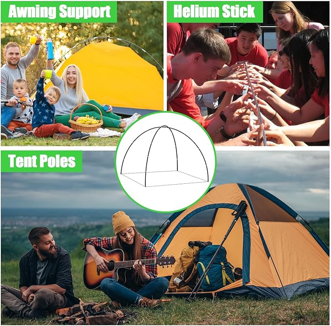 Fiberglass Tent Pole,Kids Tent Replacement Poles for Kids,8mm Tent Poles Replacement; Tent Pole Repair Kit;Beach Tent Pole;Suitable for All Kinds of Indoor and Outdoor Camping Tent;2PCSX 13.1FT