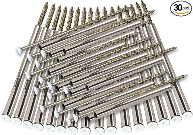 30 Sets Gutter Screws White 3304719PK 7-Inch with Stainless Steel Ferrule Durable Gutter Nails and Spikes Easy-to-Install Secure Gutter Fasteners for Renovation and Maintenance of gutters