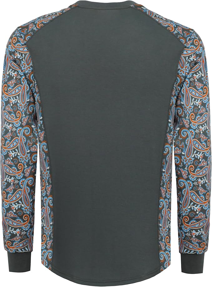 BOCOMAL FR Shirts Crewneck 5.5oz Lightweight Cotton Paisley Camo Two-Tone Flame Resistant Long Sleeve CAT2 Work Shirt