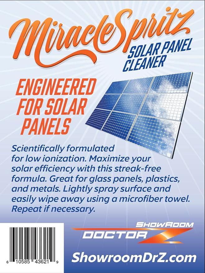 Solar Panel Cleaner - 32oz High-Efficiency Formula, Streak-Free, Protective Finish, Easy-to-Use, Cleans at Least 1900 ft