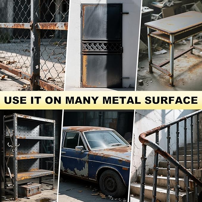 Metal Paint, 35 Fl oz Rust Preventive & Weatherproof Protective Coating, Black Paint for Metal Surfaces, Water-Based Matte Interior/Exterior Paint for Railings, Fences, Gates & Furniture