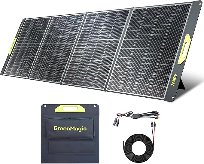 Greenmagic Portable 400 Watt Solar Panel, 39V 400W Foldable Panel Solar Charger Lightweight Durable Compatible with Most 40v Portable Solar Generator Power Station on The Market for RV Camping Home