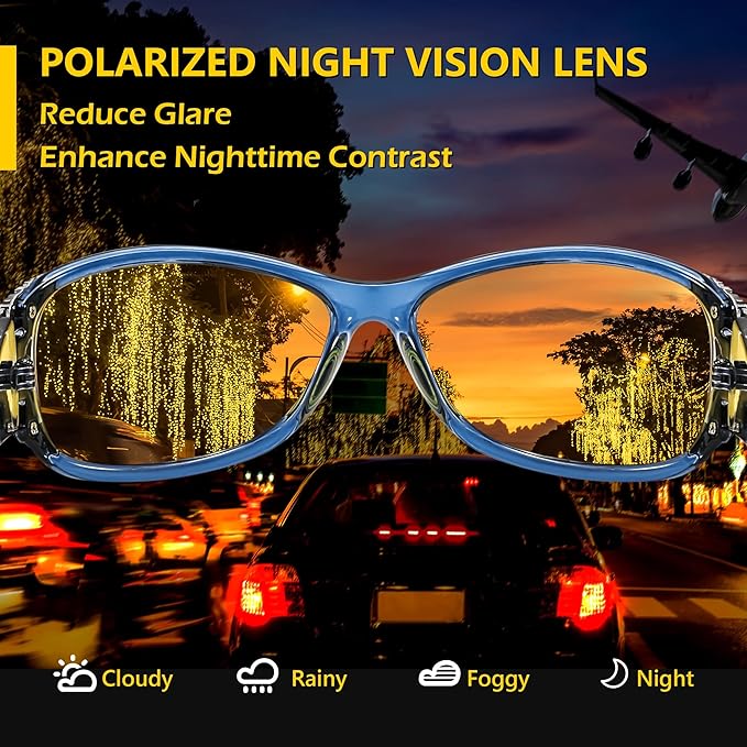 FEISEDY Classic Womens Night Glasses Driving Anti Glare Wrap Around Yellow Sunglasses B2548