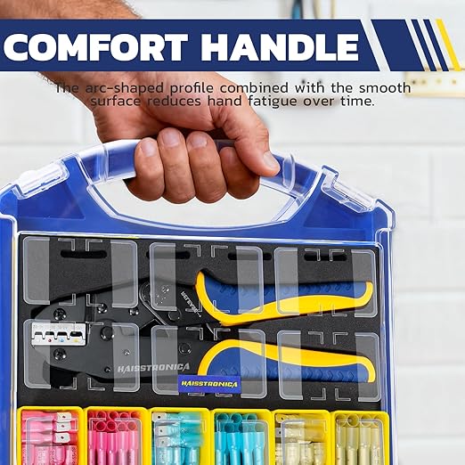 haisstronica 320PCS Heat Shrink Wire Connectors Set, 22-10AWG Marine Grade Heat Shrink Electrical Connectors with 9" Crimping Tool and Organizer (3Color/15Size)