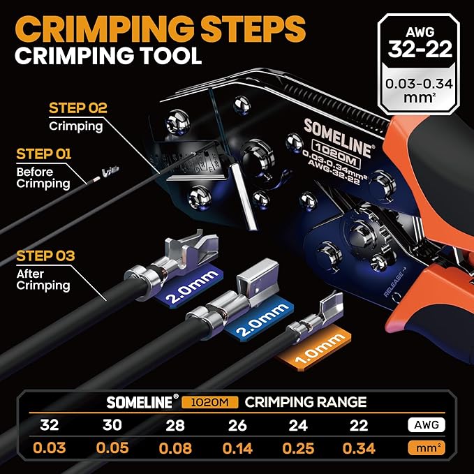 SOMELINE Crimp Tool Connector Kit, JST-SH 1.0mm/PH 2.0mm Connector Set, 21 Types of Connectors, 32-22 AWG Ratcheting Crimper for JST Molex TE 1.0mm/1.25mm/1.5mm/2.0mm