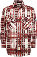 BOCOMAL FR Shirts Flame Resistant NFPA2112/CAT2 6.5oz Light Weight Printed Fire Retardant Plaid Shirt