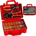 PEBA Open Barrel Crimping Tool Kit - 20 Sizes Spade Connectors Open Terminals & AWG 24-14 Ratcheting Wire Crimper, 2.8/3.9/4.8/6.3mm Non-Insulated Copper Terminals for Car Audio Speaker, Auto Wiring