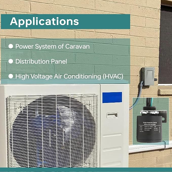 WeCooper 120/240VAC Universal HVAC Surge Protective Device,Type 1 SPD,25KA,IP66,SCCR 200KA,TFMV Technology,1-Phase,3-Wire, UL1449 4th,Ultimate Comprehensive Surge Protection
