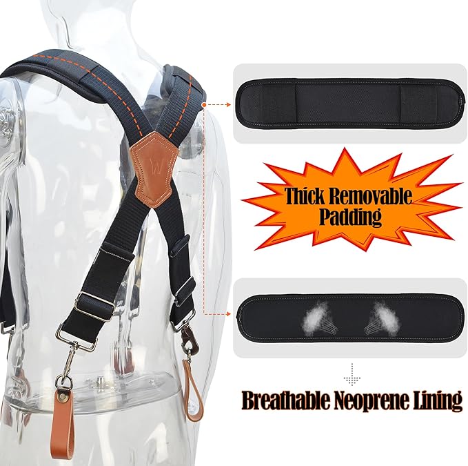WELKINLAND Lightweight Tool belt suspenders, Leather tools bag suspenders,Suspender for tool belt, Tool belt suspenders for men,Tool bags suspenders