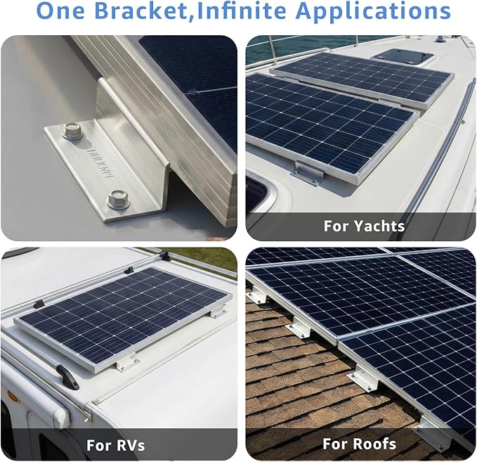 Z Brackets Solar Panel Mounting Kit (16 Pack) Heavy Duty Multi-Slot Aluminum Corrosion-Resistant for RV, Boat, Roof, Off-Grid & Solar Panel Hold Down