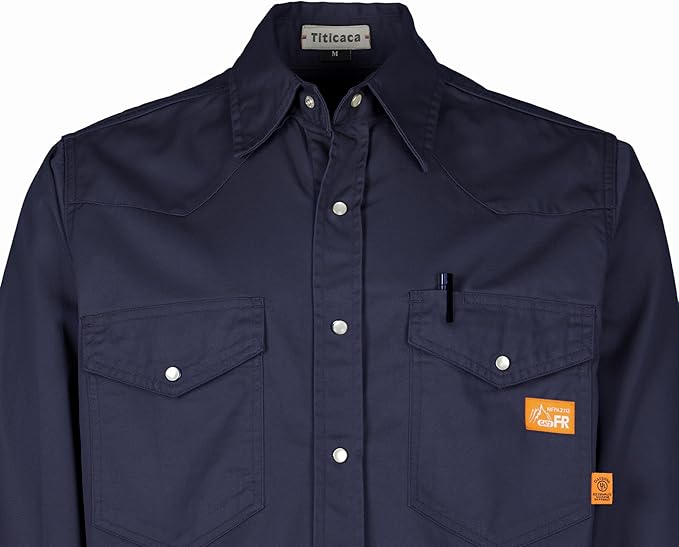 Titicaca FR Shirts for Men 6.5oz Lightweight Flame Resistant Button Down Work Shirt Fire Retardant Welding Shirt