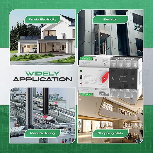 Automatic Transfer Switch 100A AC110V, Dual Power ATS 4P Automatic/Manual Transfer Switch din Rail mounting for Home Generator, RV，Public/Backup Power Supply