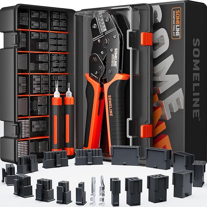 SOMELINE Micro-Fit 3.0 Connector Crimping Tool Kit, 2-16 Pin Dual Row Male & Female Housings, 28-18 AWG Terminal, 2 Pin Extractors & 32-20 AWG Crimper, Compatible with Molex, for PC, 3D Printers & DIY