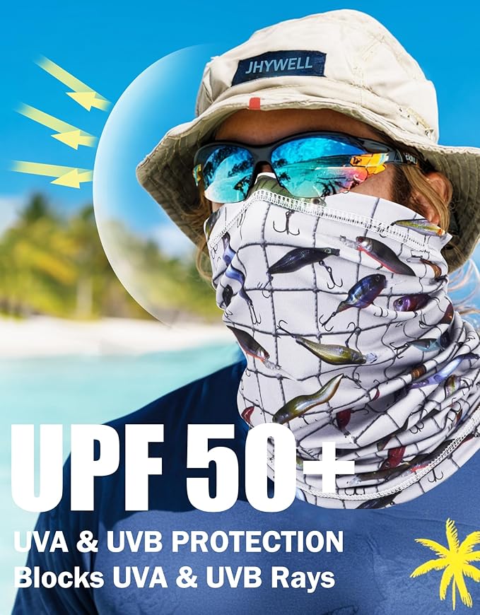 JHYWELL Cooling Neck Gaiter Face Mask, UV Protection Masks Gator, Windproof Bandana for Skiing, Fishing, Hiking, Cycling