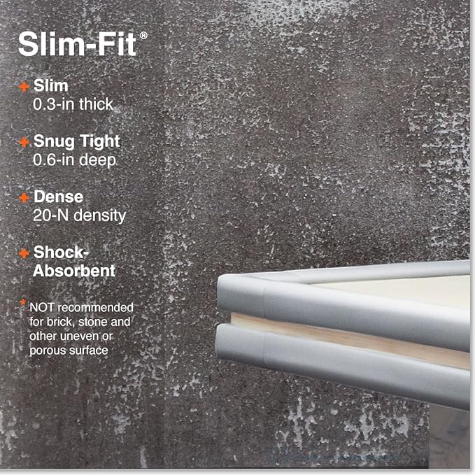 Roving Cove Slimfit Corner Edge Protector for Baby Proofing (Small 18ft Edges 8 Corners), Furniture Safety Bumper Guard, Soft NBR Rubber Foam, 3M Adhesive, Stone Grey