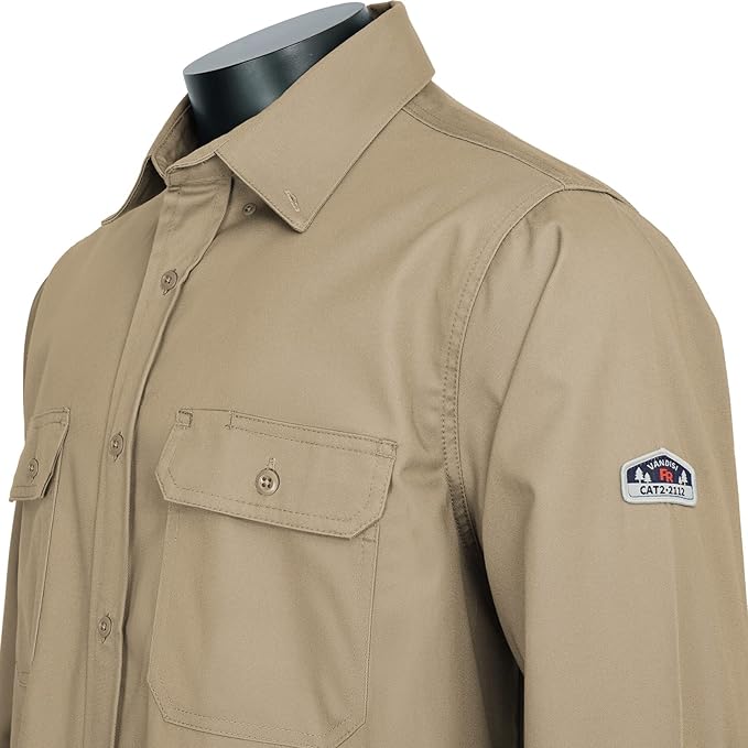 100% Cotton Mens Fr Shirts 7.5oz Flame Resistant Shirts NFPA2112 Men's Fire Retardant Welding Shirts