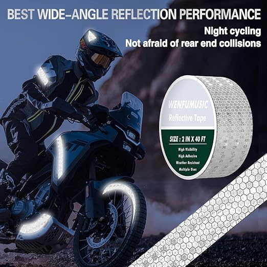 Reflective Tape 2" x40ft Fluorescent White, DOT-C2 Waterproof Reflective Stickers & Reflector Tape with Strong Adhesive for Trucks, Trailers, Motorcycles, Bikes, Outdoor Safety