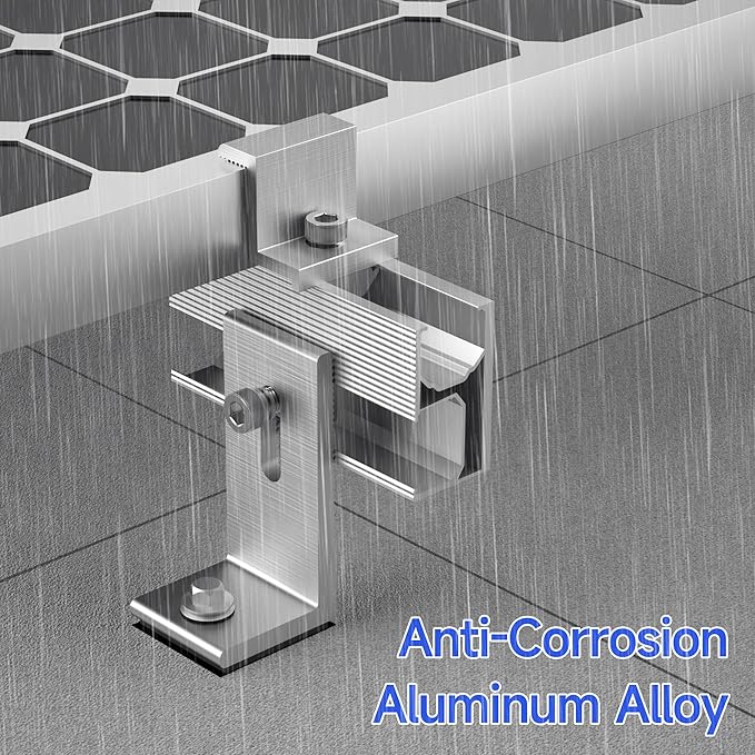 Solar Panel Mounting Brackets Kit 10Pcs Solar Roof Mount Kit for 1-4 Pieces, Aluminum Alloy Mount for Flat Pitched Roof Rack Mounting Brackets