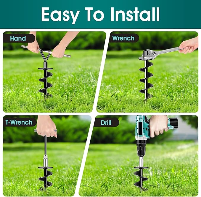 Ground Anchors Screw in, Heavy Duty Ground Trampoline Stakes High Wind Tent Stakes for Tent, Trampoline, Gazebo, Carport, Trap Anchor, Canopies, Swing Set
