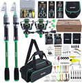 Goture Fishing Rod and Reel Combos-2PCS Telescopic Fishing Pole+2PCS Pre-Loaded Spinning Reels with Carrier Bag,1.8M-2.7M Telescopic Rod Reel Kit for Starter Travel Saltwater Freshwater,Gifts for Men