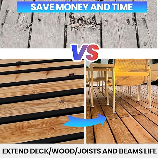 ADHES Deck Joist Tape, 6" x 16', 4 Rolls Weather Resistance & Waterproof Butyl Joist Tape for Decking, Deck Flashing Tape, Ideal for Wood Decks Beams Roof, Outdoor Construction Use