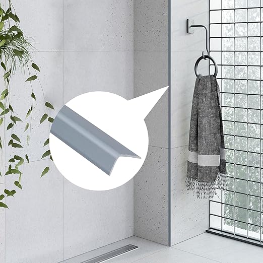 LC LICTOP Aluminum Angle Stock, Metal Corner Guards, Peel and Stick L Shaped Wall Door Frame, Cabinet Protectors Edge Trim Molding, 13.9in L x 0.4in-0.6in W x 0.07in T, 4Pcs Grey